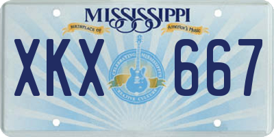 MS license plate XKX667