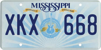 MS license plate XKX668