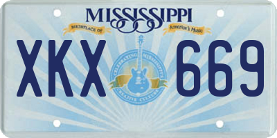 MS license plate XKX669