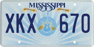 MS license plate XKX670