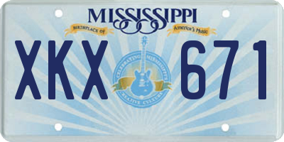 MS license plate XKX671