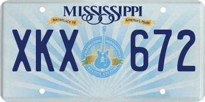 MS license plate XKX672