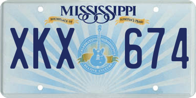 MS license plate XKX674