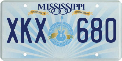 MS license plate XKX680