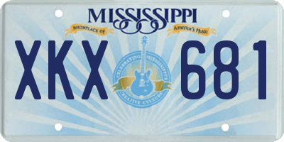 MS license plate XKX681
