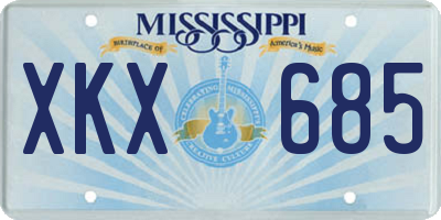 MS license plate XKX685