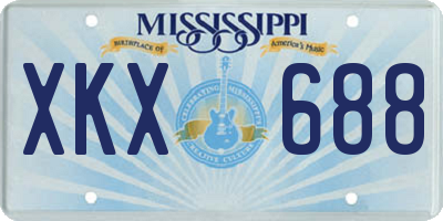 MS license plate XKX688