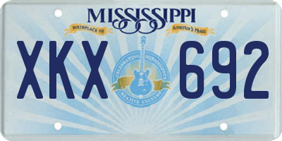MS license plate XKX692