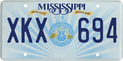 MS license plate XKX694