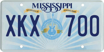 MS license plate XKX700