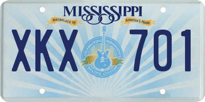 MS license plate XKX701