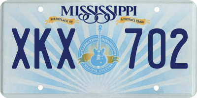 MS license plate XKX702