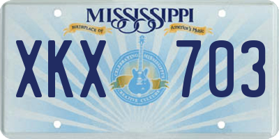 MS license plate XKX703