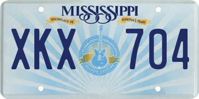 MS license plate XKX704