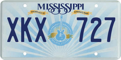 MS license plate XKX727