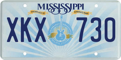 MS license plate XKX730