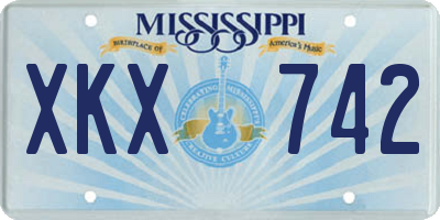 MS license plate XKX742