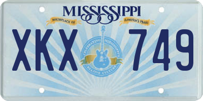 MS license plate XKX749