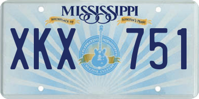 MS license plate XKX751