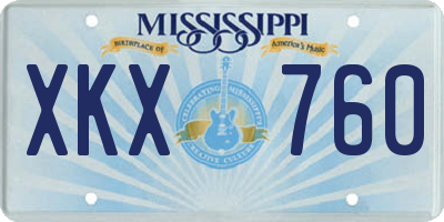 MS license plate XKX760