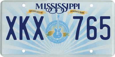 MS license plate XKX765