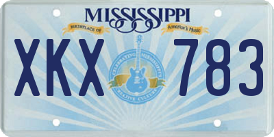 MS license plate XKX783