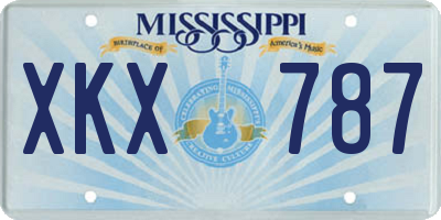 MS license plate XKX787