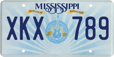 MS license plate XKX789