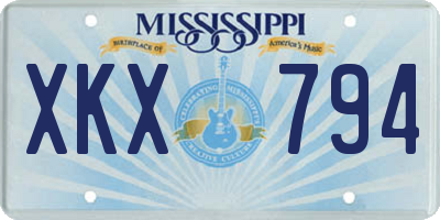 MS license plate XKX794