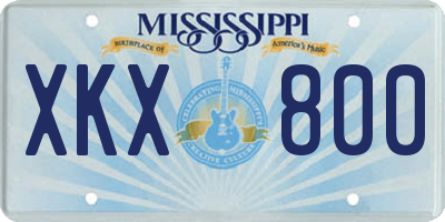 MS license plate XKX800