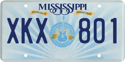 MS license plate XKX801