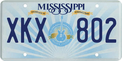 MS license plate XKX802