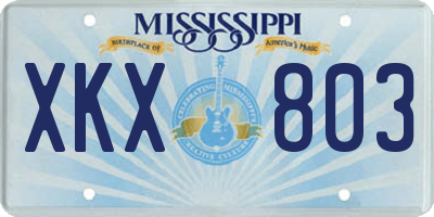 MS license plate XKX803