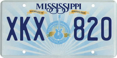 MS license plate XKX820