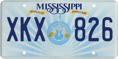 MS license plate XKX826