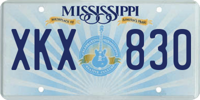 MS license plate XKX830