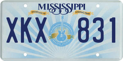MS license plate XKX831