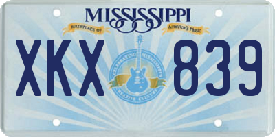 MS license plate XKX839