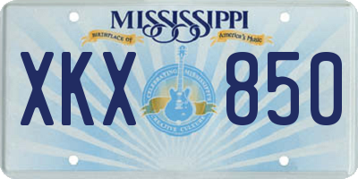 MS license plate XKX850