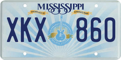 MS license plate XKX860