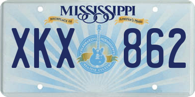 MS license plate XKX862