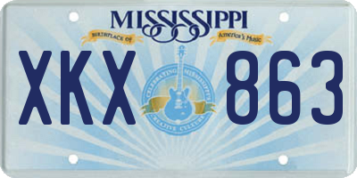 MS license plate XKX863