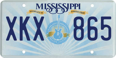 MS license plate XKX865