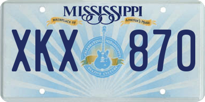 MS license plate XKX870