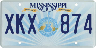 MS license plate XKX874