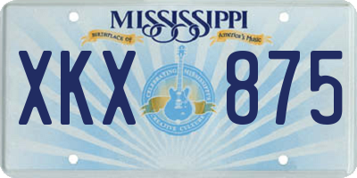 MS license plate XKX875