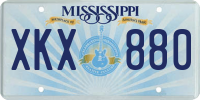 MS license plate XKX880