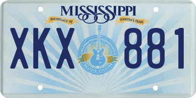 MS license plate XKX881