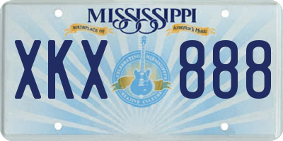 MS license plate XKX888