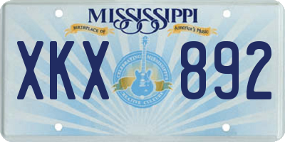 MS license plate XKX892